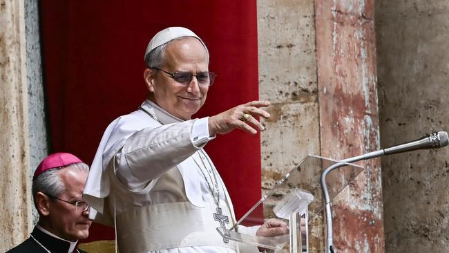 Pope Leo XIV delivers the Regina Caeli prayer. Picture: AFP
