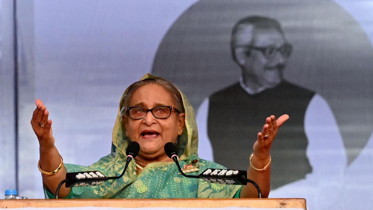 Bangladesh's Prime Minister Sheikh Hasina at a rally during an election campaign in Sylhet on December 20, 2023. Picture: AFP