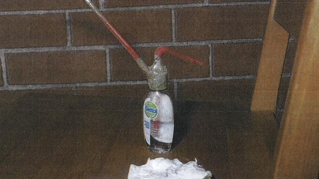 A photo of a makeshift ice pipe tendered to the inquiry.