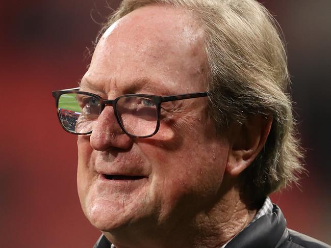 SYDNEY, AUSTRALIA - JUNE 04: Kevin Sheedy is interviewed prior to the round 12 AFL match between the Melbourne Demons and the Brisbane Lions at GIANTS Stadium on June 04, 2021 in Sydney, Australia. (Photo by Mark Kolbe/Getty Images)