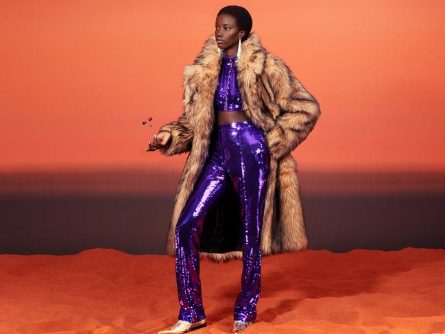 Purple reign! A model wearing Rabanne x H&amp;M, out on November 9.