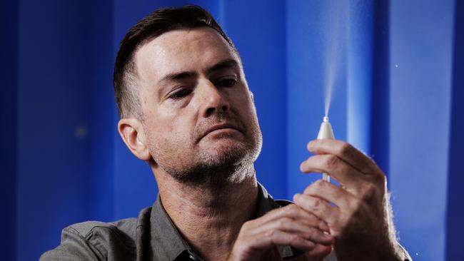 Principal Investigator Dr Rob Scott from the University of the Sunshine Coast who will soon begin a phase one clinical trial of a potential new nasal spray vaccine for COVID-19. Picture Lachie Millard