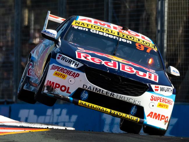 SURFERS PARADISE, AUSTRALIA - OCTOBER 30: (EDITORS NOTE: A polarizing filter was used for this image.) Shane van Gisbergen driver of the #97 Red Bull Ampol Holden Commodore ZB during the Gold Coast 500 round of the 2022 Supercars Championship Season at  on October 30, 2022 in Surfers Paradise, Australia. (Photo by Daniel Kalisz/Getty Images)