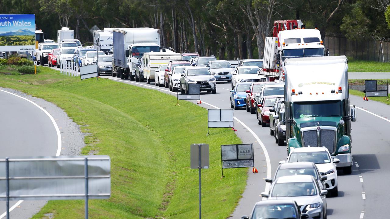 Motorists are facing two-hour delays at the Queensland border with NSW. Picture: Nigel Hallett