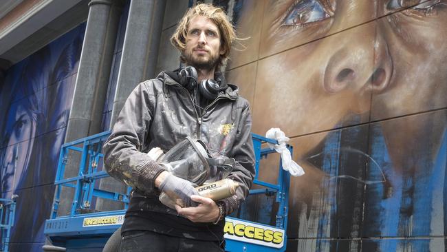 Street artist Matt Adnate will paint the tallest mural in Australia in Collingwood. Picture: Michael Klein