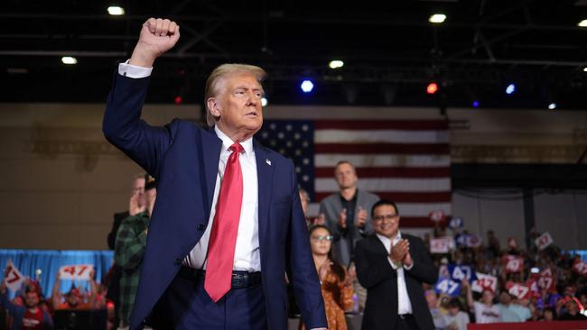 Republican presidential nominee, former US President Donald Trump, speaks during a town hall campaign event at the Lancaster County Convention Centre in Pennsylvania. Picture: Win McNamee/AFP