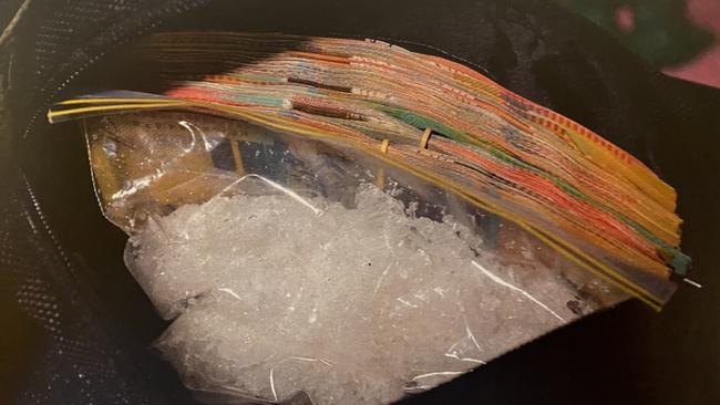 Methamphetamines and cash found at the home Jeremy Pope. Picture: District Court