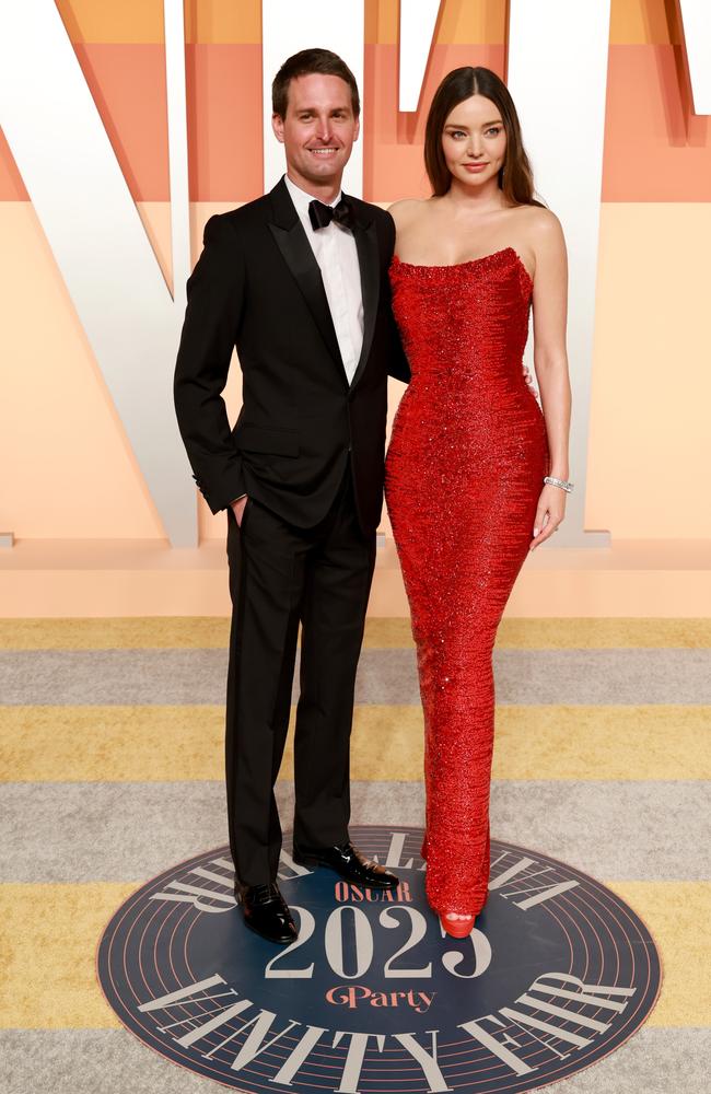 ‘We do balance each other!’ Miranda Kerr, right, with her husband, Snap co-founder Evan Spiegel. Picture: Getty Images