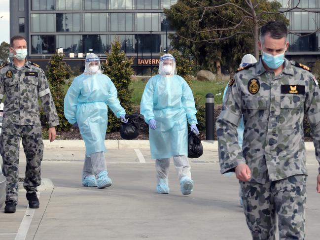 Members of the ADF arrive at Epping Gardens nursing home. Picture: David Crosling