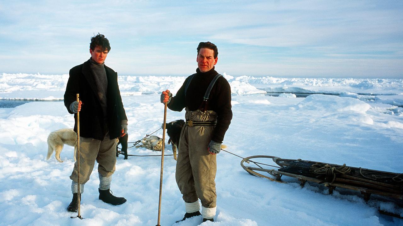 Actors Kenneth Branagh (R) &amp; Matt Day in 2002 TV documentary film Shackleton. Picture: Branagh/Actor Day/Actor