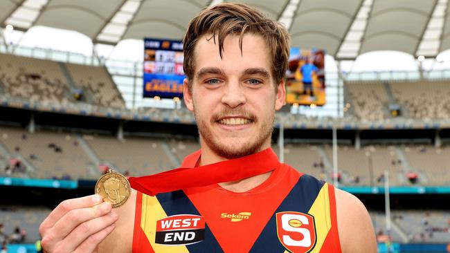 Casey Voss won the medal for best afield in the SANFL v WAFL clash. Picture: Paul Kane/Getty Images