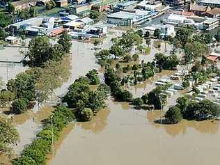 Lismore from the air during the 2009 flood. Picture: DAVID NIELSEN