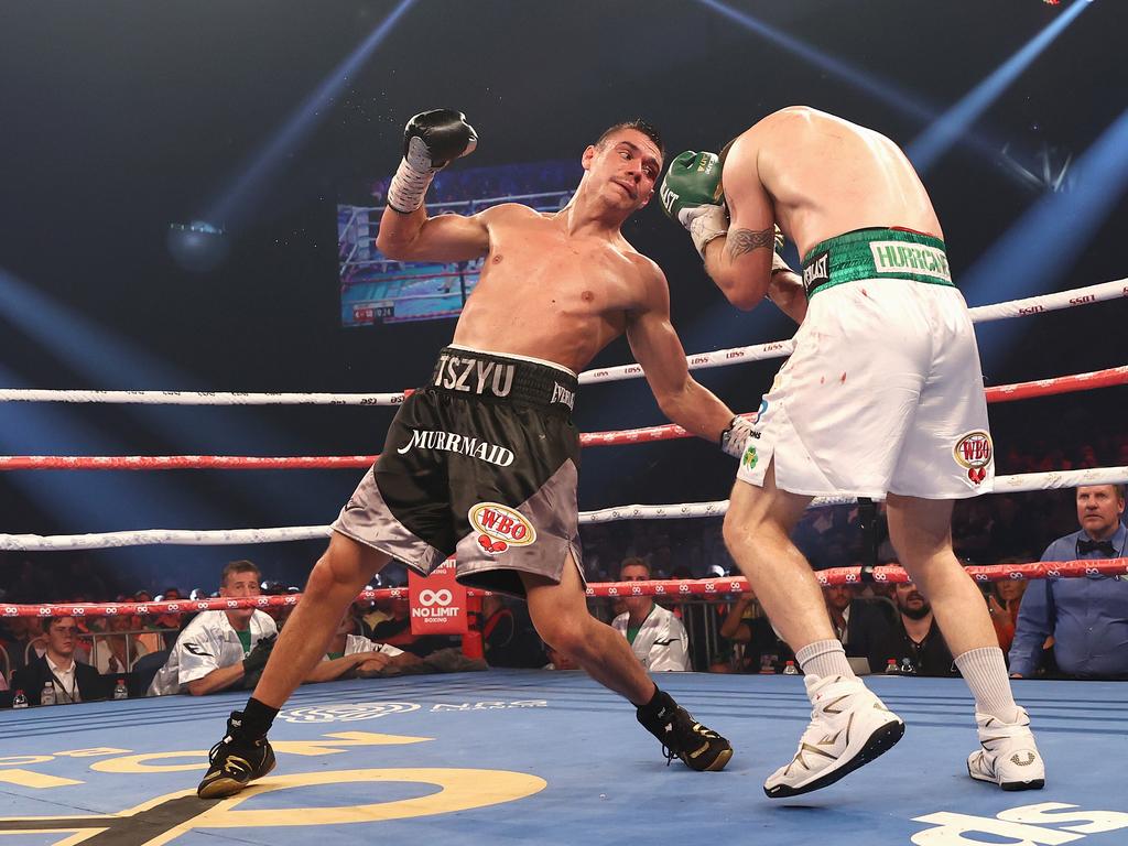 Tim Tszyu tenderised Dennis Hogan’s tummy.