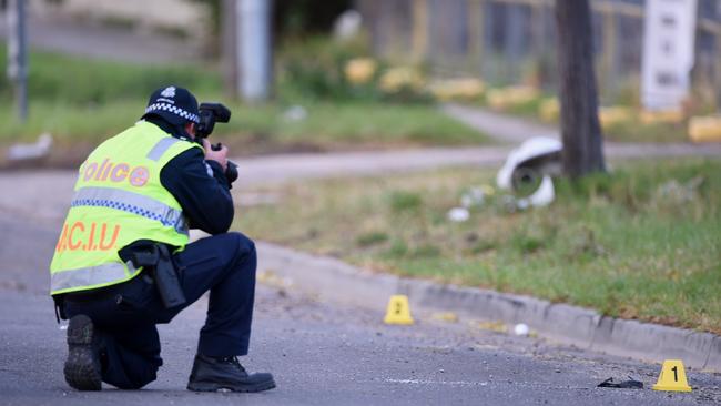 Police investigate at Ardeer. Picture: Jay Town