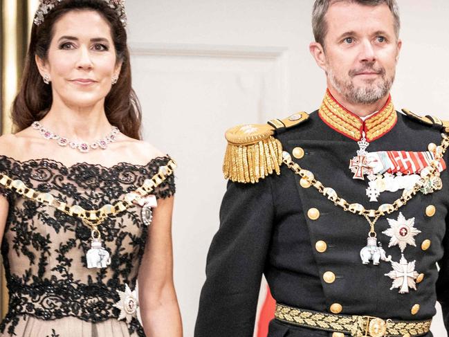 Crown Prince Frederik and Crown Princess Mary arrive at  the gala banquet at Christiansborg Palace on September 11, 2022, during celebrations to mark the 50th anniversary of the Queen of Denmark's accession to the throne. (Photo by Mads Claus Rasmussen / Ritzau Scanpix / AFP) / Denmark OUT