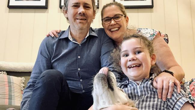 Clinton Parker, 49, alongside wife Caprice Sobels and daughter Isobel Parker, 9