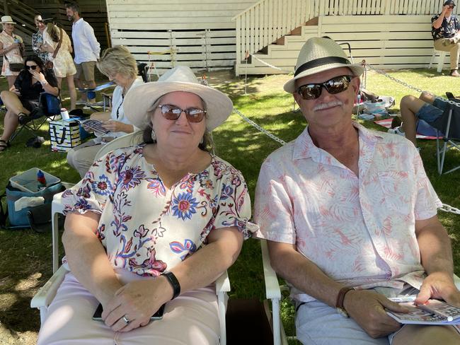Rosie and Chris Freeman at the 2025 Hanging Rock Races. Picture: Himangi Singh