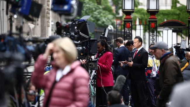 Members of the media gather outside the Royal Courts of Justice, Britain's High Court ahead of Prince Harry giving evidence. Picture: Henry Nicholls/AFP