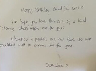 The birthday card sent to Monroe by Dollcake.