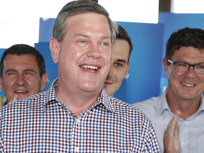 Queensland LNP leader Tim Nicholls, along with candidates from Gold Coast during a press conference at Broadwater Parklands in Gold Coast, Saturday, November 4, 2017. Nicholls announced a $250 million plan to build a second M1 to bust the Pacific Motorway gridlock as part of the 2017 Queensland election campaign.  (AAP Image/Regi Varghese) NO ARCHIVING