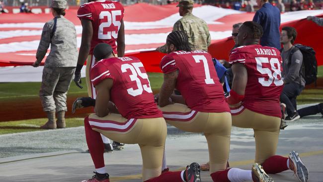 A new NFL policy plans to keep the “focus” on the game, not politics. Picture: AFP