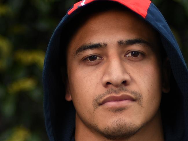 Sydney Roosters Siosiua Taukeiaho poses for a portrait during the Roosters open media session in Sydney, Monday, September 23, 2019. The Roosters take on the Storm this Saturday in the NRL Preliminary final. (AAP Image/Dean Lewins) NO ARCHIVING