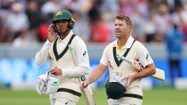 Usman Khawaja and David Warner will resume after lunch for Australia. Picture: Getty