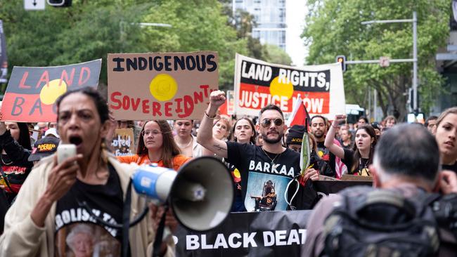 Indigenous activists attend a rally on September 22, 2022. Picture: Aston Brown/AFP