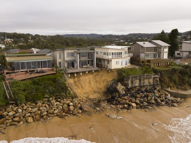 An aerial view of the coastal erosion. Picture: James D. Morgan/Getty Images