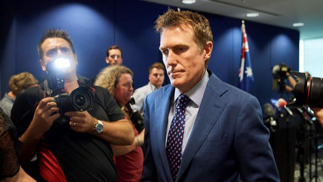 Australia's attorney general Christian Porter leaves a press conference after he outed himself as the unnamed cabinet minister accused of raping a 16-year-old girl. Picture: Stefan Gosatti / AFP