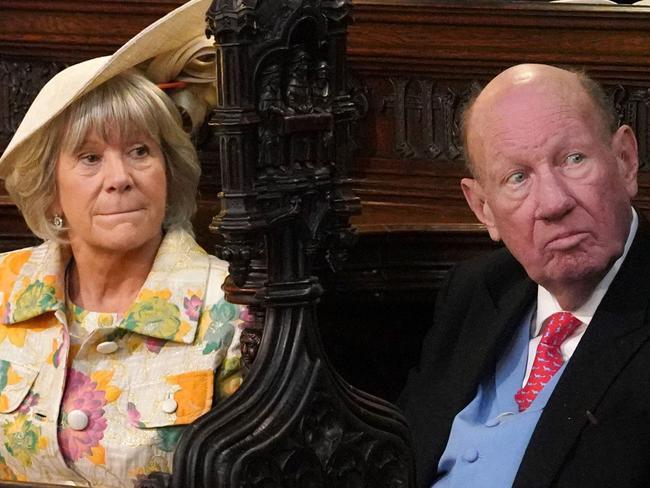 Parents of the groom Nicola and George Brooksbank. Picture: AFP