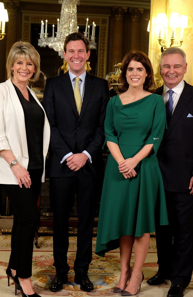Princess Eugenie and Jack Brooksbank (centre), interviewed by husband and wife duo Eamonn Holmes and Ruth Langsford.