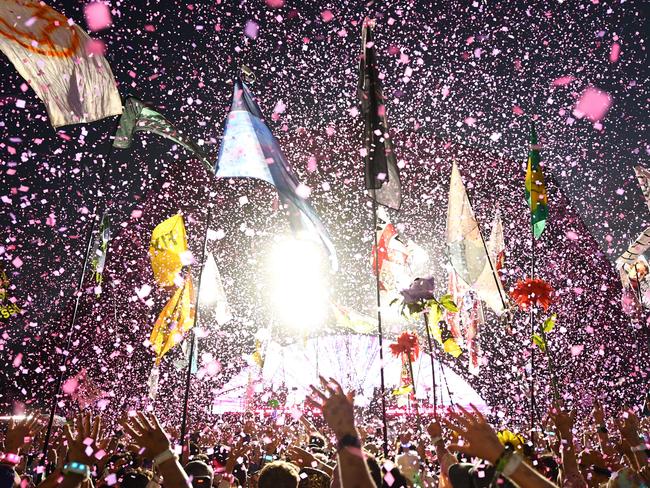 Coldplay headlines Glastonbury Festival on Saturday. The event features around 3000 performances across over 80 stages. Picture: Joe Maher/Getty Images