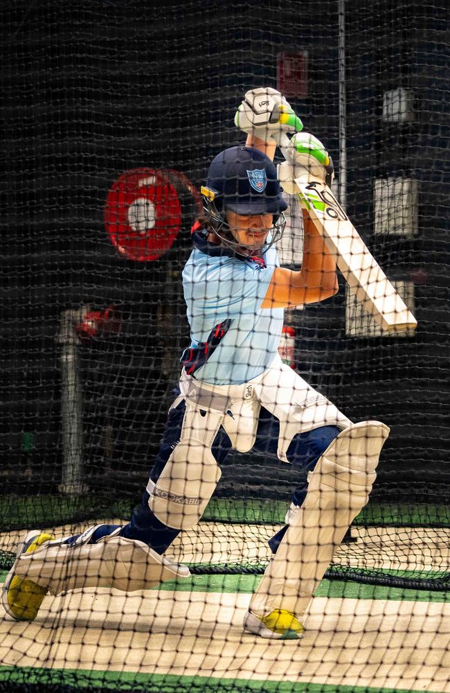 Sam Konstas in the nets before padding up against Victoria. Picture: Tom Parrish