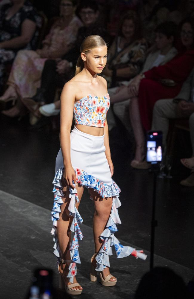 Designs by Fairholme College fashion are featured on the Emerging Designers runway of Toowoomba Fashion Festival at The Armitage Centre, Saturday, March 16, 2024. Picture: Kevin Farmer