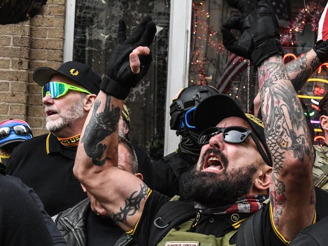 Members of the Proud Boys at an unrelated US rally. Picture: AFP