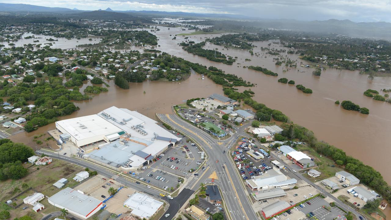 A 2013 aerial flood photo of Gympie. The region’s new dedicated disaster management co-ordination centre will be relocated to the community services building at 24 Mellor Street once its $500,000 renovation has been completed. Photo Craig Warhurst / The Gympie Times