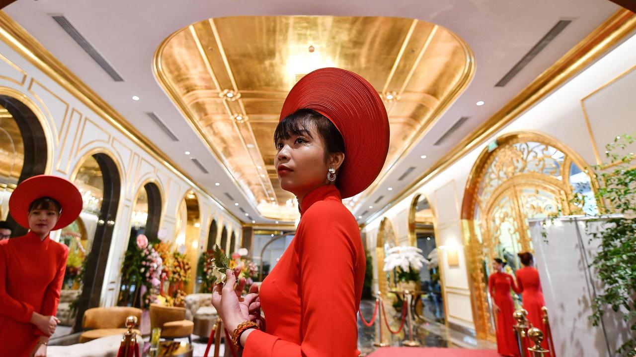 The Hanoi Golden Lake hotel, the world’s first gold-plated hotel, opened in Vietnam this week. Picture: Manan Vatsyayana/AFP