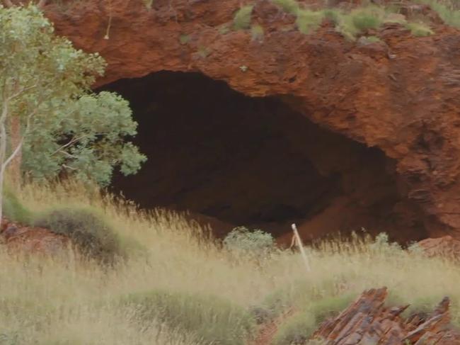 Rock shelters in Juukan Gorge, located in in Western Australia's Pilbara region. The caves in the Juukan Valley were excavated for archeological remains in 2014.