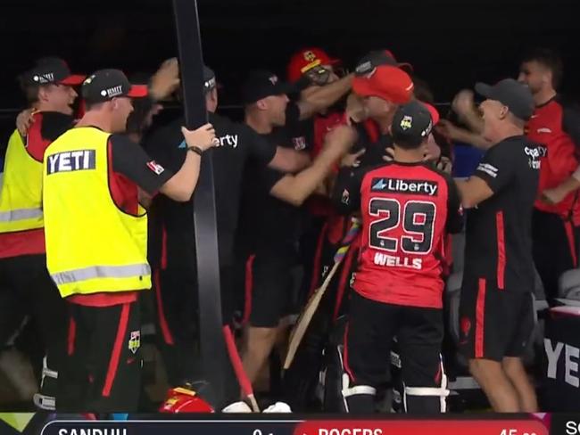 The Renegades celebrate a stunning win in Perth.