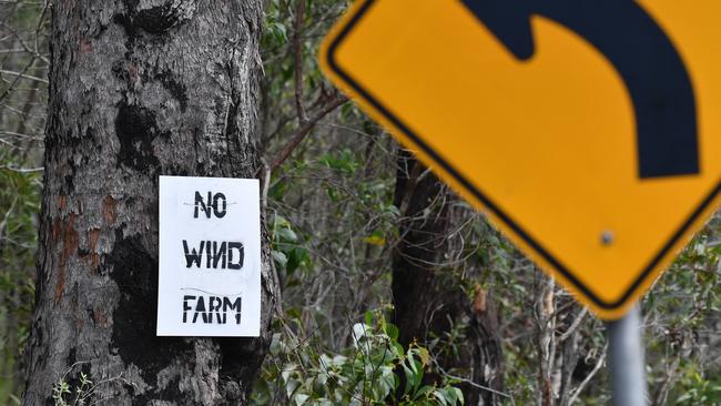 No wind farm sign on the road into Maroom.Photo: Alistair Brightman