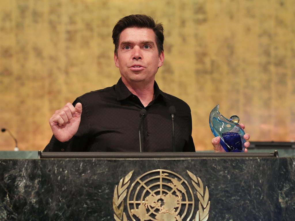 Scott Hassan speaks after being honoured at the Novus Summit at United Nations on July 17, 2016 in New York City. (Photo by J. Countess/Getty Images)
