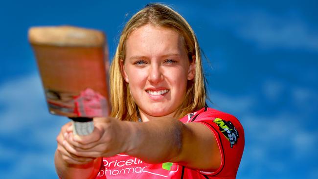 Hayley Silver-Holmes is the youngest Sydney Sixer in WBBL history. Pictures: Angelo Velardo