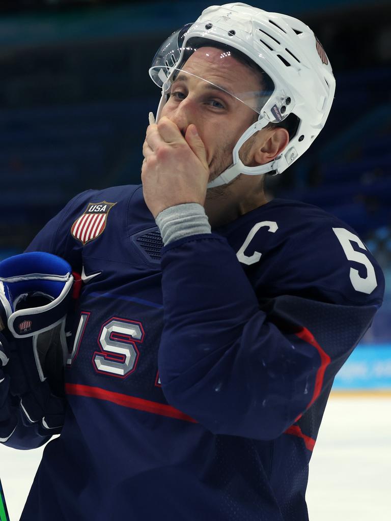 Andy Miele was emotional after the penalty shootout. Photo by Lintao Zhang/Getty Images.