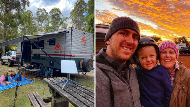 Mark and Clem, and their son Liam, have been travelling with a Starlink for two years. Picture: Facebook / Instagram