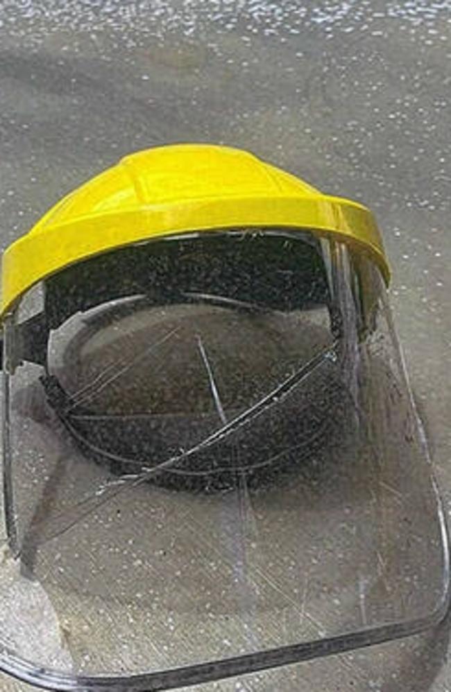 A worker operating an angle grinder was injured after it kicked back and hit them in the face. Picture: Supplied