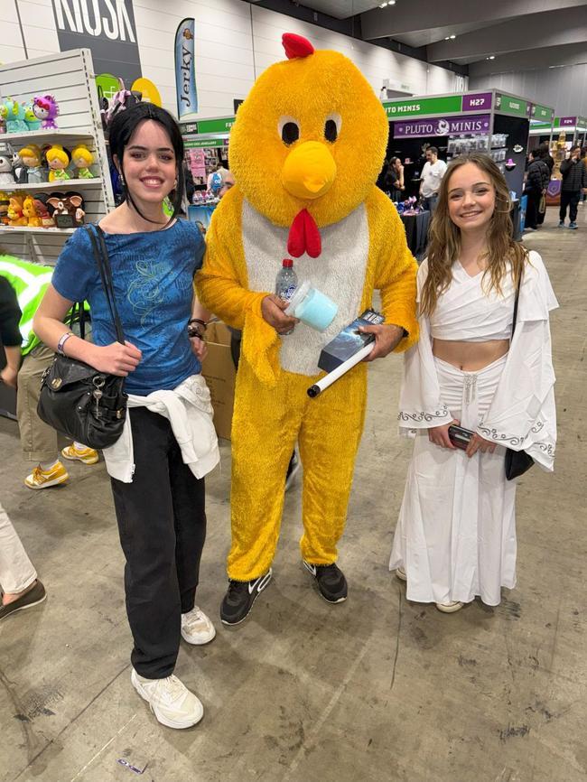 Molly, Dallas Armitstead and Rose attend the Oz Comic Con Melbourne at the Melbourne Convention & Exhibition Centre on Sunday, June 08, 2025. Picture: Jack Colantuono