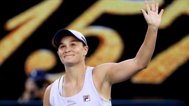 Ash Barty dropped just 10 points when she blitzed Danka Kovinic 6-0 6-0 in 44 minutes to open her Australian Open campaign. Picture: Michael Klein