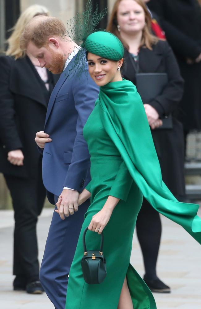 Prince Harry, Duke of Sussex, and Meghan, Duchess of Sussex, attend one of their last events as working royals – the annual Commonwealth Service at Westminster Abbey on Commonwealth Day in London. Picture: Trevor Adams/Matrix.