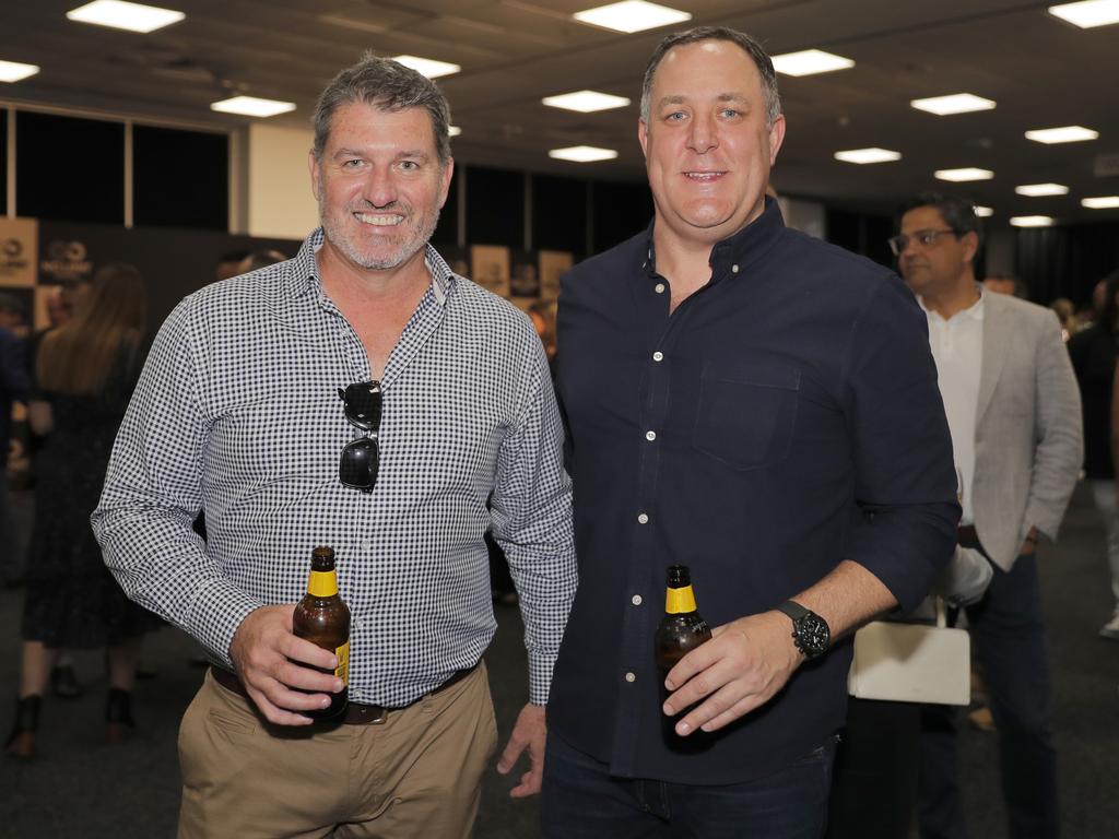 Ben Mannion and Rohan Sawyer at the Tim Tszyu vs Carlos Ocampo Interim WBO Super Welterweight World title contest at the Convention Centre in Broadbeach. Photo: Regi Varghese